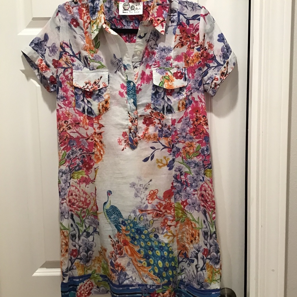 Peace + Love floral shirt dress M